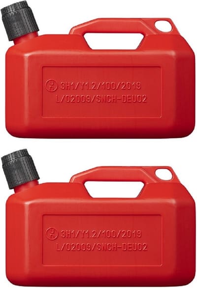 Pro Plus Jerrycan voor brandstof - 2x - met schenktuit - rood - 5L - benzinetank