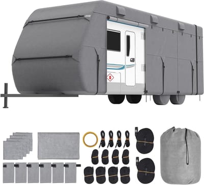 Caravanhoes - Camper Afdekking - Bescherming Buiten - Waterdicht Winddicht - 67-73 m - Grijs