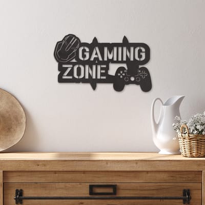 Wanddecoratie Gaming Zone - Muurdecoratie Gaming Zone - Wanddecoratie Game Room - Wanddecoratie Spelkamer - Muurdecoratie Hout - Wanddecoratie Hout - Wanddecoratie Woonkamer - Home Decor - Wall Line Art - 49 x 29 cm