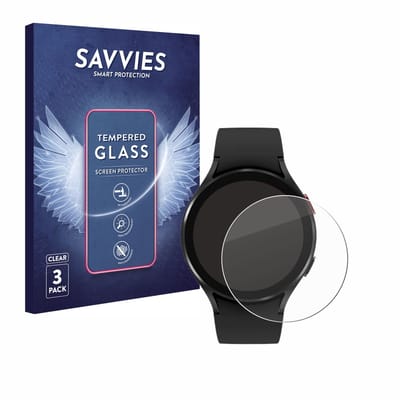 Savvies - Glas Screenprotector voor Samsung Galaxy Watch 4 (44mm) - Gehard Beschermglas 9H 3 Stuks