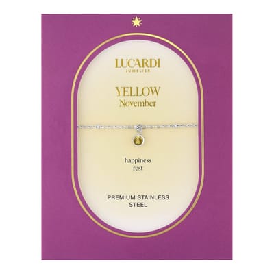 Lucardi Dames Stalen armband geboortesteen november - Armband - Staal - Zilver - 19 cm