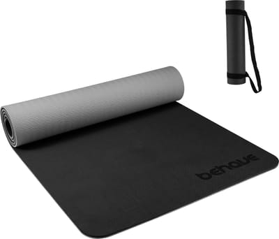 Behave Yoga Mat - Yogamat - Fitnessmat - Fitness Mat - Sportmat - Extra Dik - Antislip - TPE - Incl. Draagriem - 181 x 61 x 0,8 cm - Zwart