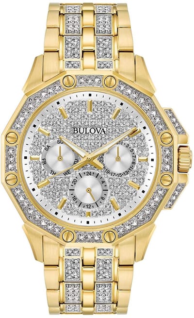 Bulova Crystal Octava 98C126 Horloge - Staal - Goudkleurig - Ø 41 mm
