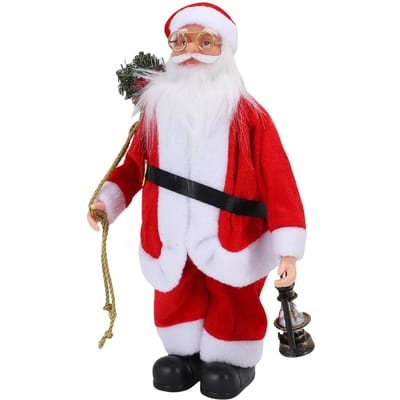 Feestelijke Kerstman Poppetje Rood Wit Staande Kerstman Vakantie Decoratie met Groene Zak voor Huis Kerstfeest Ornament red