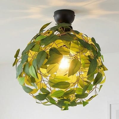 Reality Leuchten Leavy plafondlamp, zwart/groen, Ø 38 cm, E27, 1-lamp
