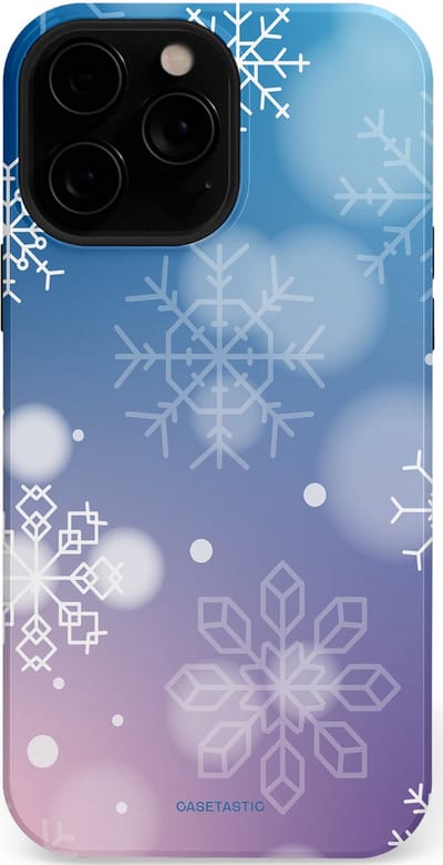 Casetastic hoesje geschikt voor Apple iPhone 13 Pro Max - MagSafe - Dubbellaagse bescherming - Winterse Sneeuwvlokken - Fashion Case - Lichtblauw Lavendel Lichtgrijs Lichtroze