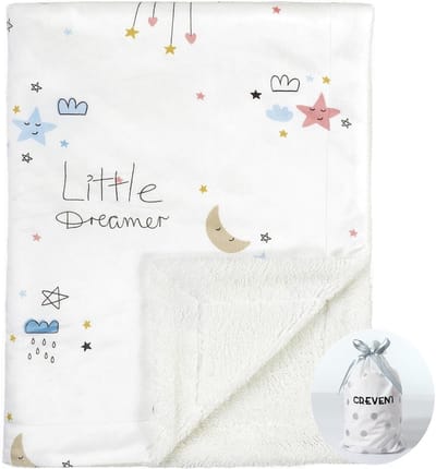 Zachte en Warme Babydeken van Mink met Sherpa Achterkant - Perfect als Cadeau voor Pasgeborenen en Peuters (75X100cm)