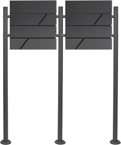 2-delige brievenbusset V14 antraciet - Brievenbus met slot en krantenvak - Gepoedercoat staal - Wand- en standaardmodel
