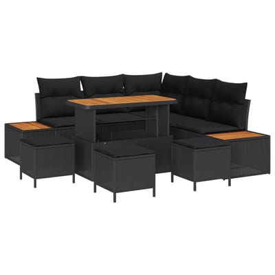 vidaXL - Tuinbank - Set - 9 - st - 8-Aantal - zitplaatsen - Zwart