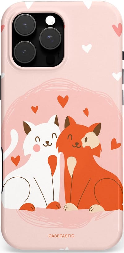 Casetastic Hoesje Geschikt voor Apple iPhone 16 Pro Max Magsafe - Stijlvolle Beschermende Duo-layer Case - Romantische Katten Liefde