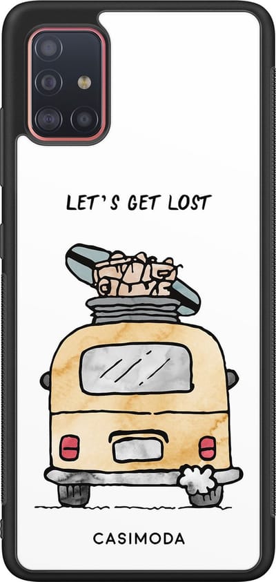 Casimoda® hoesje - Geschikt voor Samsung Galaxy A51 - Let's Get Lost - Zwart TPU Backcover - Tekst - Geel