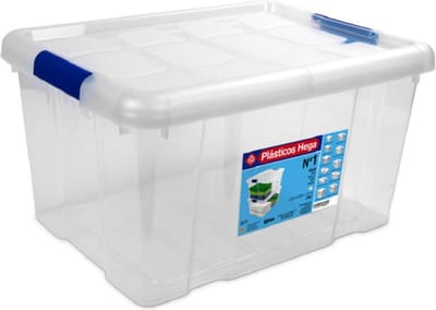 Hega Hogar Opbergbox - met deksel - 39 x 29 x 21 cm - 16 Liter - Opbergbakken - Transparant