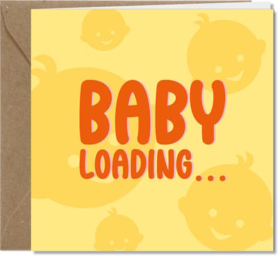FSC-papier | Duurzaam | Inclusief envelop kraft | 4 wenskaarten | zwanger, Baby loading, in verwachting | BOLD collectie