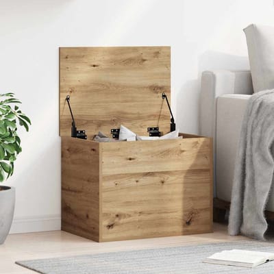 vidaXL - Opslagdoos - artisanaal - eikenkleurig - 60 - x - 42 - x - 46 - cm - Bewerkt - hout