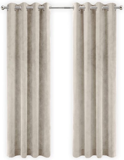 Gordijnen Beige Velvet Kant en klaar 290x245cm - Kant en klare gordijnen met ringen Velours - Fluwelen Verduisterende gordijnen