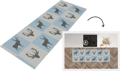 Keukenloper - Loper keuken - Hert - Stippen - Blauw - 150x50 cm - Keukenloper vinyl