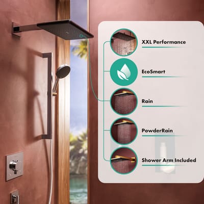 Hansgrohe Raindance Alive Q - Hoofddouche, 21x34 cm, 2 stralen, EcoSmart, gepolijste goudlook 24551990