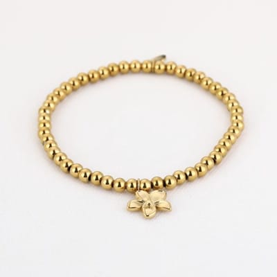 Bijoutheek Armband (Sieraad) Balletjes Bloem Bedel Goud