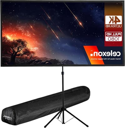 Statief Projectiescherm - Mobiel Canvas - Binnen en buiten projecties - Bliksemsnelle opbouw - 194x121cm - Zwart