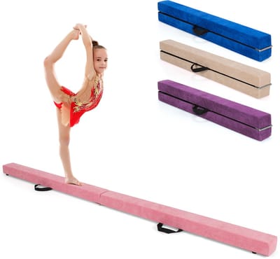 COSTWAY Evenwichtsbalk, 210 cm, opvouwbare gymnastiekbalk, balansbalk tot 70 kg belastbaar, draagbare balk met draaggrepen, gymnastiekbalk, evenwichtsbalk voor thuisgymnastiek