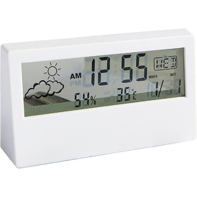 Réveil numérique Horloge de bureau transparente avec date, température, humidité, petite horloge de table avec Transparent blanc
