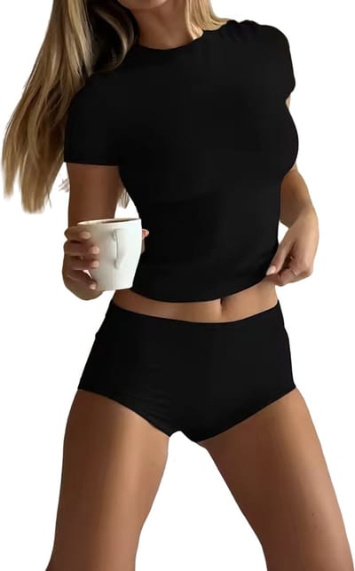 Lounge Set Zomer Zwart - Dames - Kort - Broekje en Shirt - Zomer