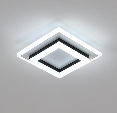 Goeco Plafondlamp - 20cm - Klein - LED - 24W - Vierkante - Zwarte - Koel Wit Licht - 6500K