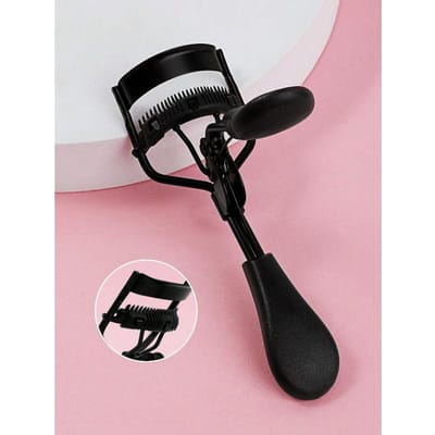 1 pièce Pince à cils portable, Couleur noire avec peigne, Boucle et maintient les cils instantanément, Convient pour les accessoires de maquillage quotidiens Outils de maquillage noir