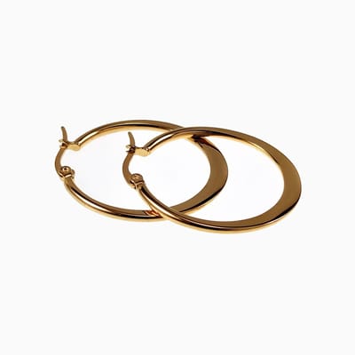 ∅30mm Oorbellen Dames - Platte-Design - Verguld Roestvrij Stalen - Oorringen