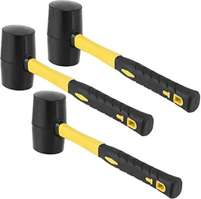 3 stuks 16 oz zwarte rubberen hamer met antislip handvat voor kamperen, houtbewerking en vloeren