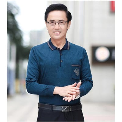 Middelbare Leeftijd en Ouderen T-shirt met Lange Mouwen Heren Losse Grote Maat Papa Lente Kleding Middelbare Leeftijd Mannen Lente en Herfst Dunne Top Opa's Kleding XL gray