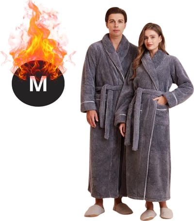 Bovista Badjas Heren - Fleece - Katoen - Badstof - Sauna - Hamam - Wafel - Bathrobe - Duster - Ochtendjas - Spa - Kimono - Grijs M