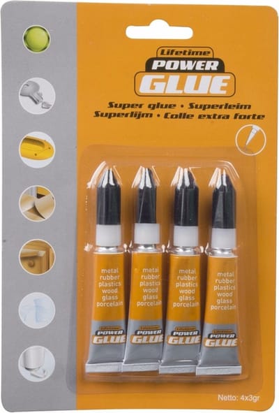 Hobby superlijm kleine tubes - 3 gram - 4x stuks - power lijm