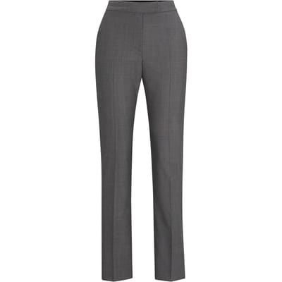Boss Slanke broek met rechte pijpen voor dames (Grijs)