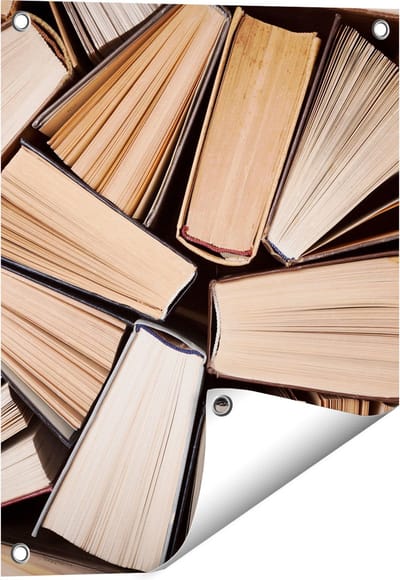 Gards Tuinposter Boeken Bladzijdes bij elkaar - 40x50 cm - Tuindoek - Tuindecoratie - Wanddecoratie buiten - Tuinschilderij