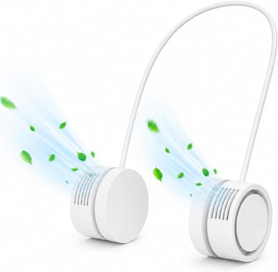 Ventilator voor om de nek, draagbare ventilator zonder bladen, opvouwbare oplaadbare ventilator van 4000 mAh, 3 windsnelheden, krachtige koeling, handsfree USB-ventilator voor persoonlijk gebruik, unisex (wit).