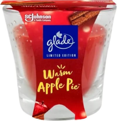 Kerst Geurkaars in Glas - Warm Apple Pie - Glade | 1x 112g - Wintergeur Kaars in Glas - Brandduur: tot 30 uur