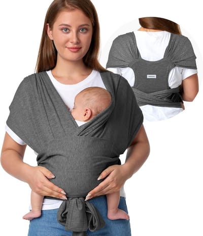 Baby Draagdoek - Draagzak T-shirt - Baby Dragen - Verstelbare Gesp - 76-120 cm - Grijs