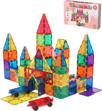 TilesMinds® - Magnetic Tiles - Magnetisch Speelgoed - 125 stuks - Montessori Speelgoed - Magnetische Tegels - Bouwblokken - Constructie Speelgoed - Kinderen 3-12 Jaar