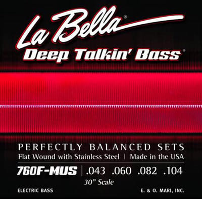 La Bella L-760F-MUS Bassnaren Set Stainless Steel Flatwound 30 Through-Body Scale (043-104)