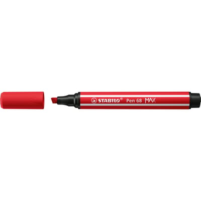 STABILO Pen 68 MAX - Fibre-tip Pen with Thick Chisel Tip - Carmine Red