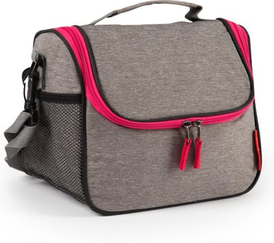 Plasticforte Koeltas/lunchtas Callela - taupe/roze - 6.5 liter - 17 x 26 x 20 cm - strand - lunchtas