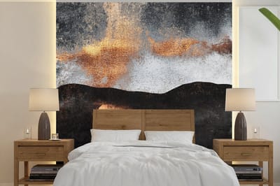 Behang - Fotobehang Abstract - Gold - Chic - Zwart - Grijs - Breedte 280 cm x hoogte 280 cm