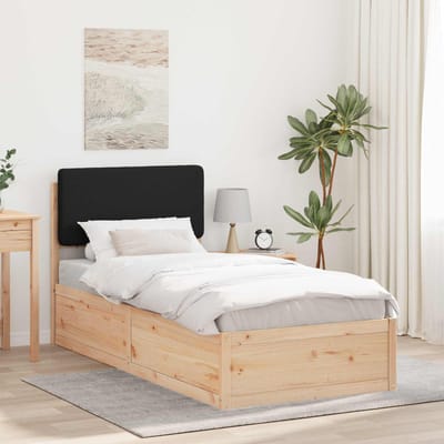 vidaXL - Bedframe - met - Gevoerde - Hoofdbord - Zwart - 90 - x - 200 - cm