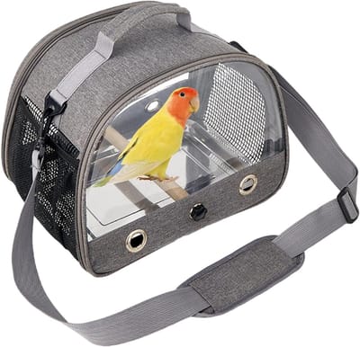 Vogel Reisdrager - Papegaaitas - Vervoer van vogels - Ademend en Transparant - 33x24x26 cm - Grijs