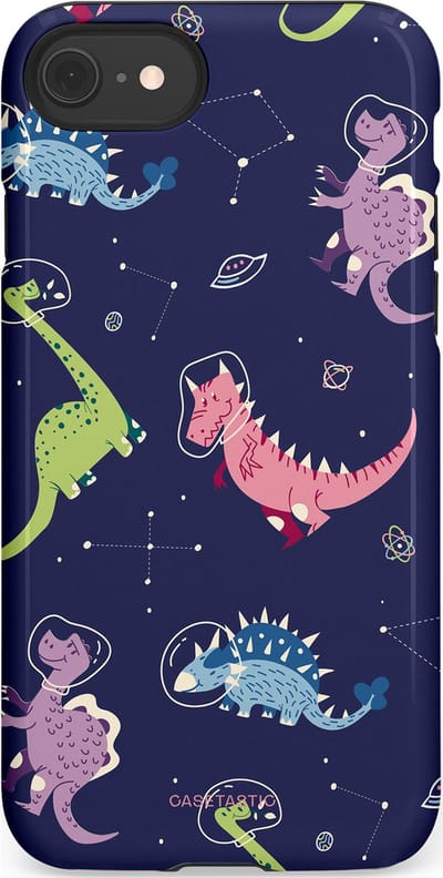 Casetastic hoesje geschikt voor Apple iPhone SE / Apple iPhone 7 / Apple iPhone 8 - Dubbellaagse bescherming - Rex in de ruimte - Fashion Case - Donkerblauw Donkergrijs