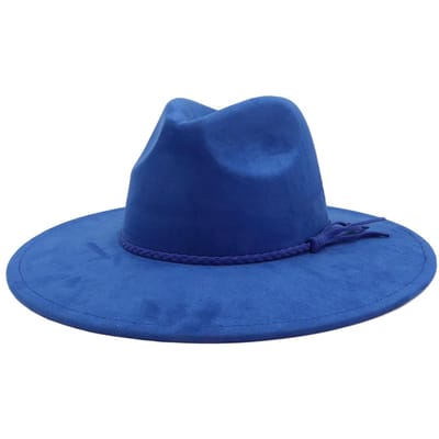 Chapeau Fedora à Large Bord en Daim Kaki Nouveau Chapeau Fedora Hommes Femmes Automne Hiver Chapeaux en Feutre Fedoras Classiques d'Église Chapeau Sombrer 55 -58cm blue