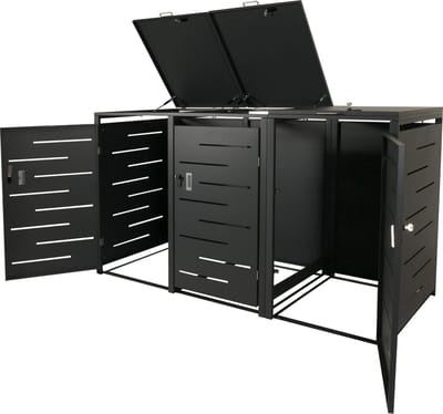 3-vaks Containerombouw - Kliko Ombouw - Containerberging - Afvalbakberging - Container berging - Containerberging voor afvalcontainers - 117x197x80cm ~ antraciet, staal 75kg
