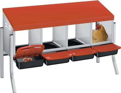 Kippenlegnest - Nistkast voor Kippen - Voor Buiten en Pluimvee - 106x34x70 cm - 4 Afdelingen - Vrijstaand met Poten - Oranje
