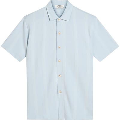 Ben Sherman Heren Verticale Pique Textuur Shirt (Poederblauw)